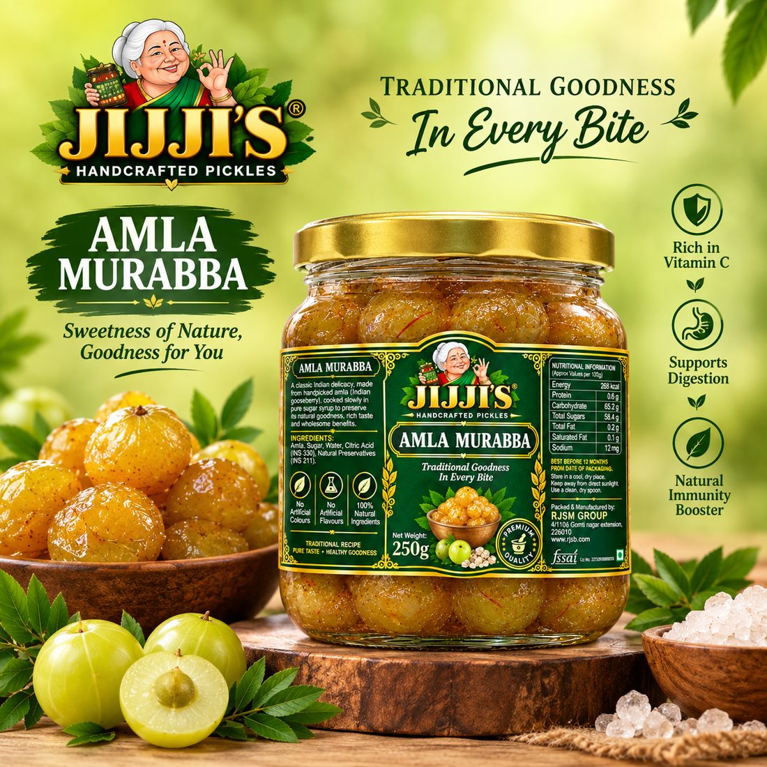 Jijji's Amla Murabba, 250g jar