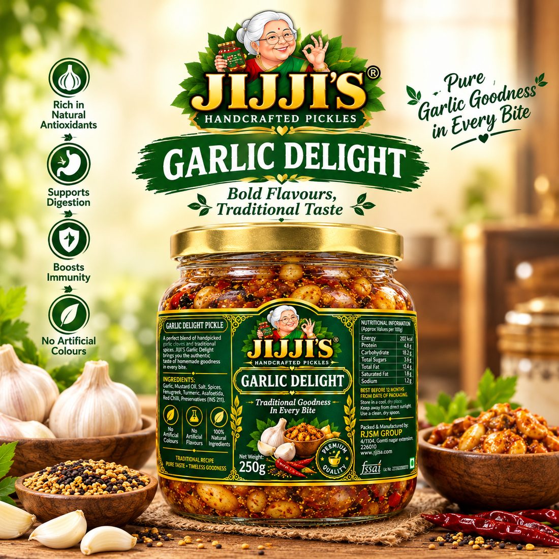Jijji's Garlic Delight, 250g jar