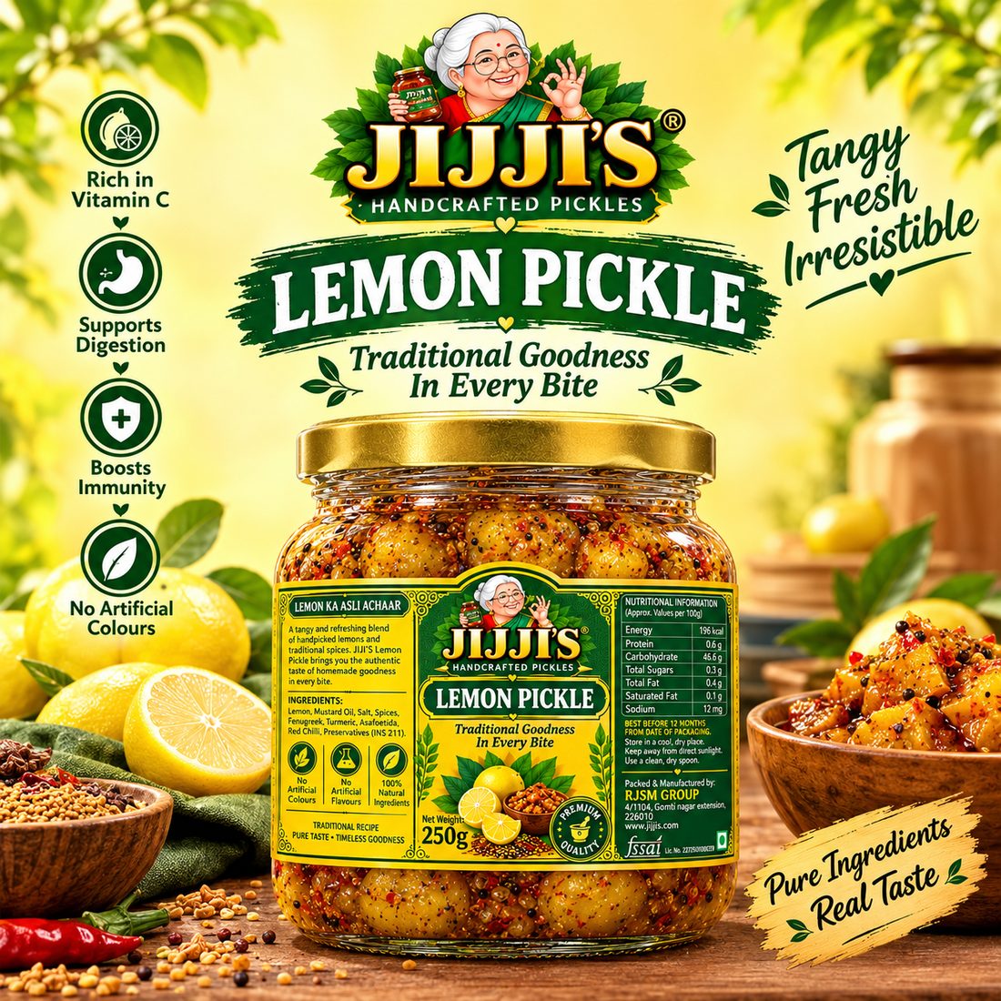 Jijji's Lemon Pickle, 250g jar