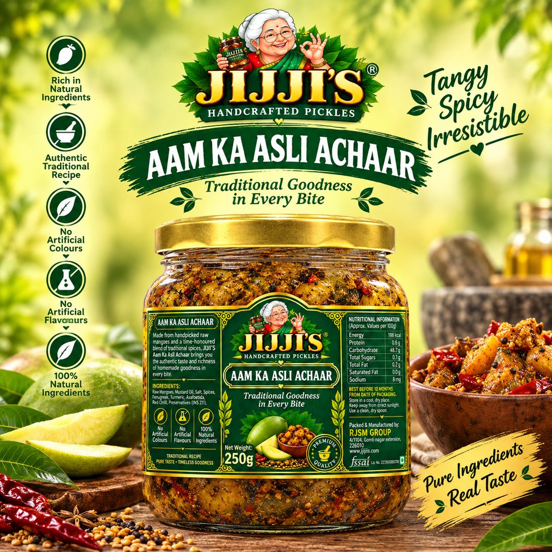 Jijji's Aam Ka Asli Achar, 250g jar
